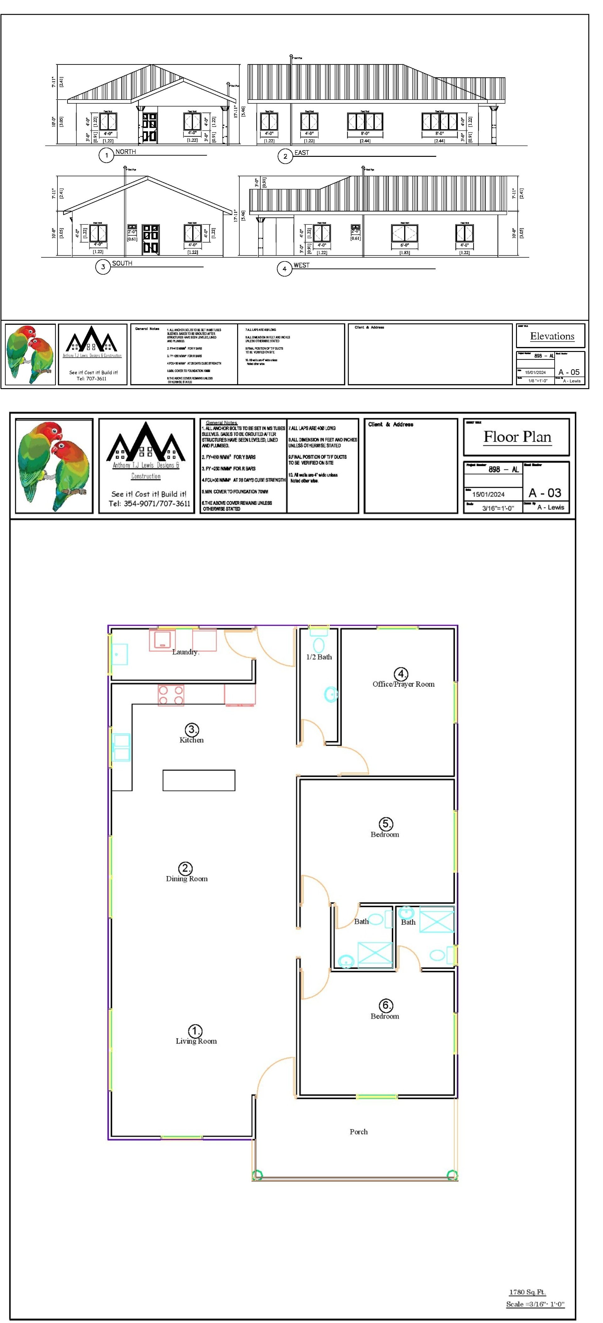Sunrise Bungalow — elevation drawing